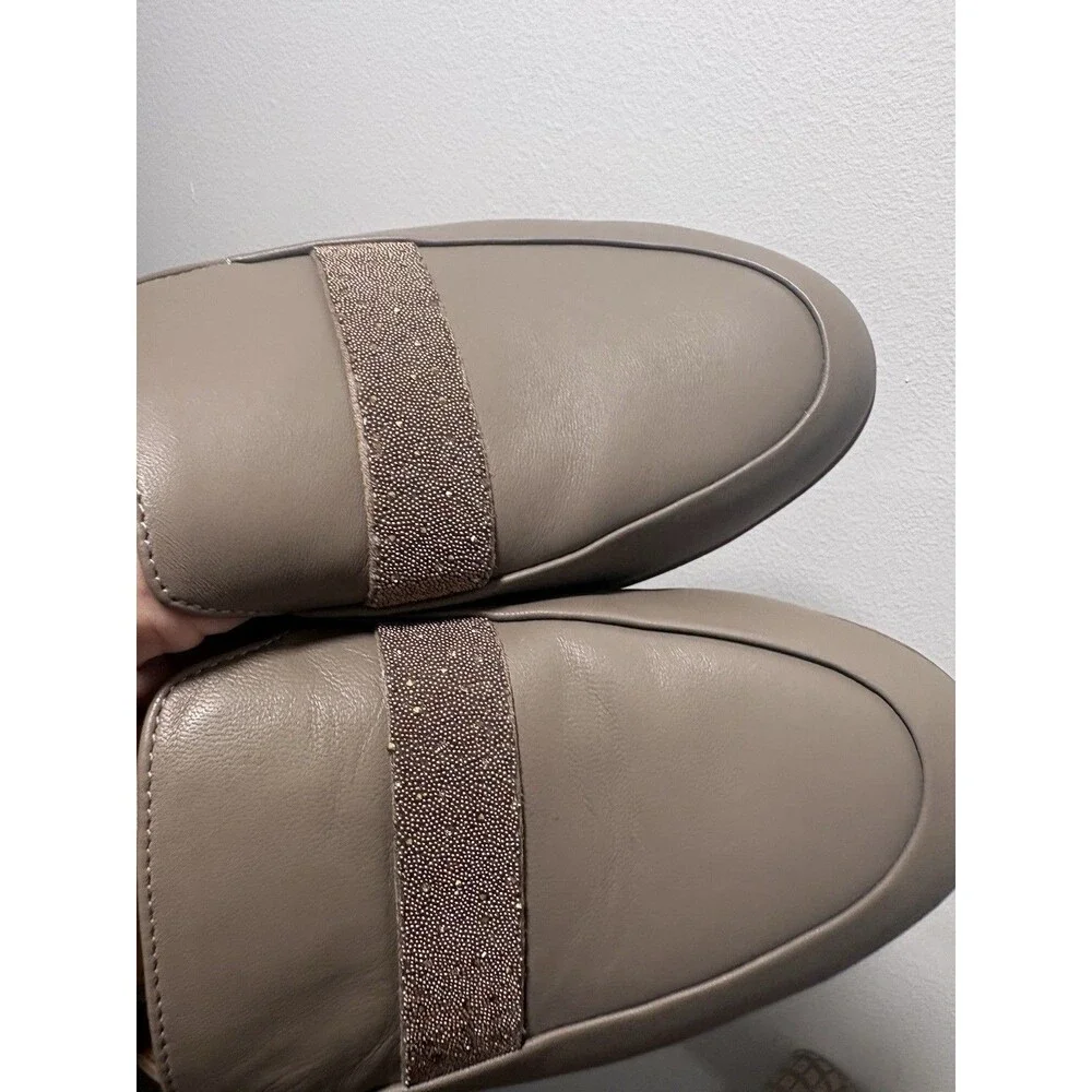FitFlop Gracie Opul-Trim Leather Mules Minky Grey Size 7 US